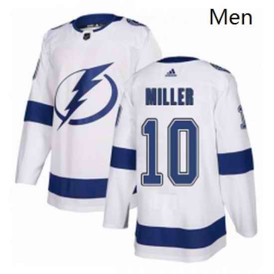 Mens Adidas Tampa Bay Lightning 10 JT Miller Authentic White Away NHL Jersey